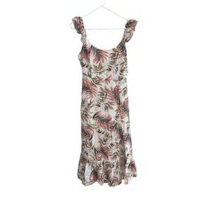 Coco Cabana Sleeveless Flutter Sleeve Leaf Shift Dress Size Large NWT
